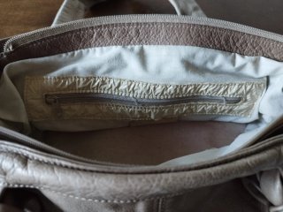 Borsa Pelle Frau Beige con Tasca Interna Zip
