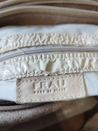 Borsa Pelle Frau Beige con Tasca Interna Zip