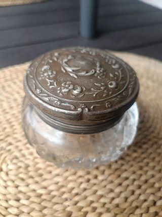 Azucarero Vintage Cristal y Alpaca