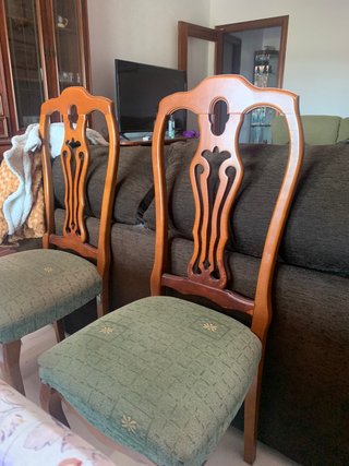 Juego de 2 Sillas de Comedor Madera y Tela