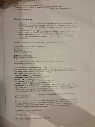 Filosofia, Batxilergoa 1