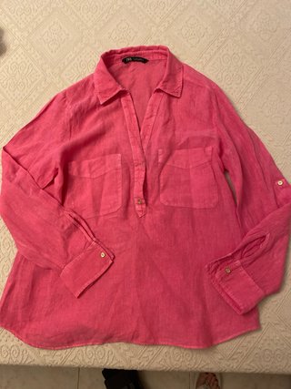 Camisa Zara Lino Rosa