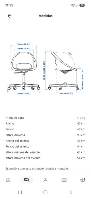 Silla de oficina blanca Ikea