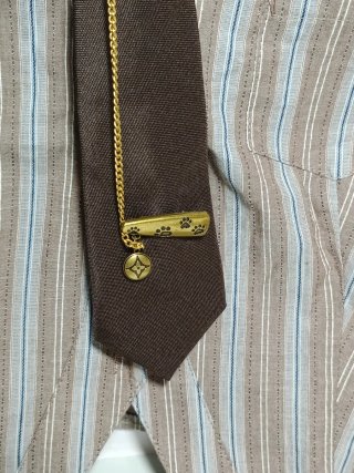 Camisa Rayas Marrón y Azul con Corbata