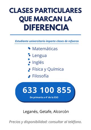 Clases de refuerzo en Leganés, Alcorcón y Getafe.