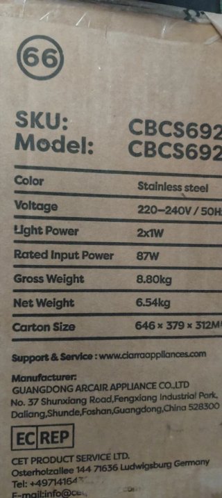 Campana Extractora CIARRA CBCS6926A