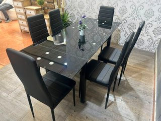 Mesa Comedor Extensible Negra Cristal