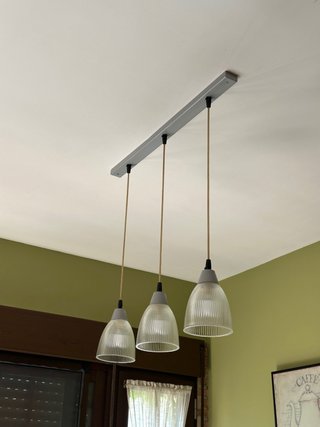 Lámpara colgante 3 luces cristal y metal