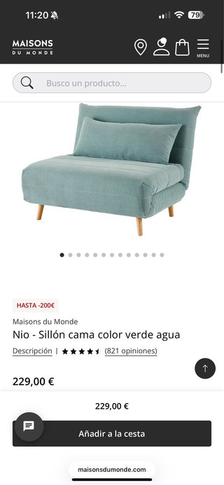 Sillón Cama Beige/Rosa Maisons du Monde
