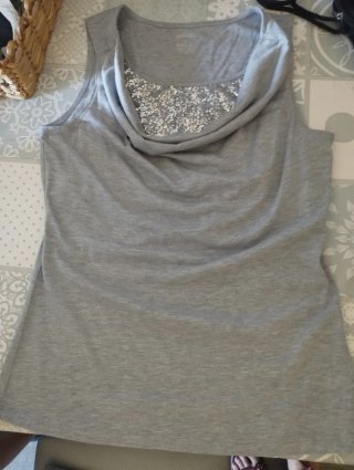 Esprit Top Gris Lentejuelas Talla S