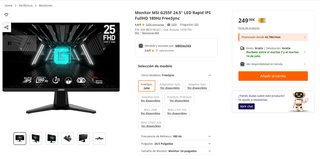 MSI G255F 24,5" Gaming 180Hz Rapid IPS como nuevo