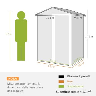 Casetta da Giardino in Acciaio 1.1m² con Porta Sco