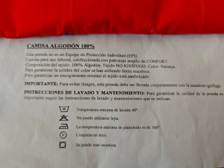 Camisa de trabajo Protek Talla 44 Naranja