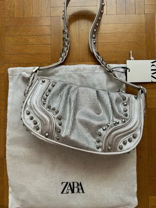 Bolso Hombro Zara Metalizado Tachuelas