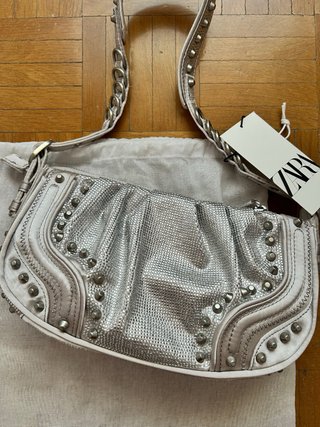 Bolso Hombro Zara Metalizado Tachuelas
