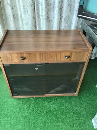 Mueble TV madera y cristal