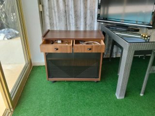 Mueble TV madera y cristal