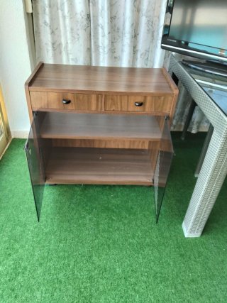 Mueble TV madera y cristal
