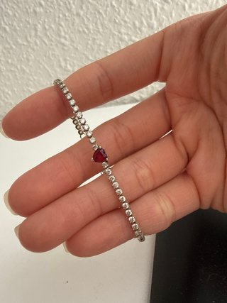 Pulsera Pandora Corazón Rojo y Circonitas
