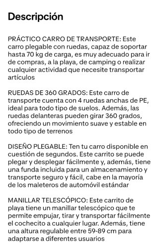 Carro de playa negro con ruedas anchas
