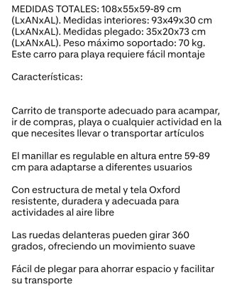Carro de playa negro con ruedas anchas