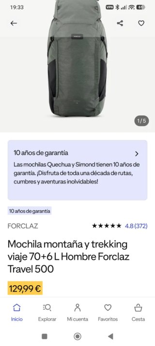 Mochila Forclaz Travel 500 70+6L