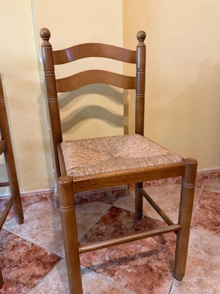 Set 3 Sillas Comedor Rattan y Madera