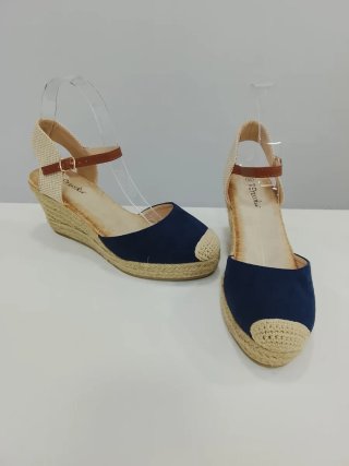 Esparteñas cuña azul y beige