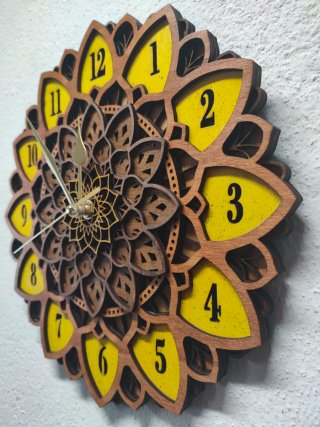 Orologio da parete mandala in legno