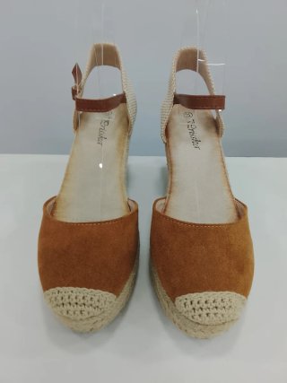 Esparteñas cuña beige y marrón