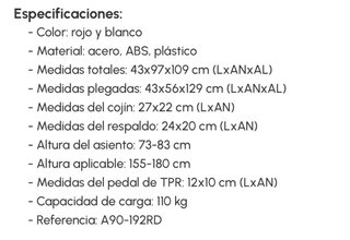 Bicicleta Estática Roja plegable