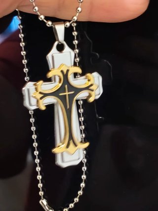 Collana Croce Uomo/Donna Multistrato Oro Argento