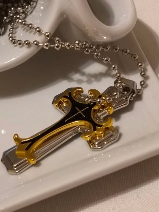 Collana Croce Uomo/Donna Multistrato Oro Argento