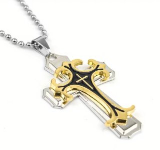 Collana Croce Uomo/Donna Multistrato Oro Argento