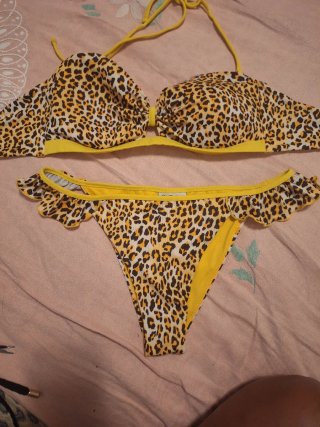 Costume da bagno leopardato giallo