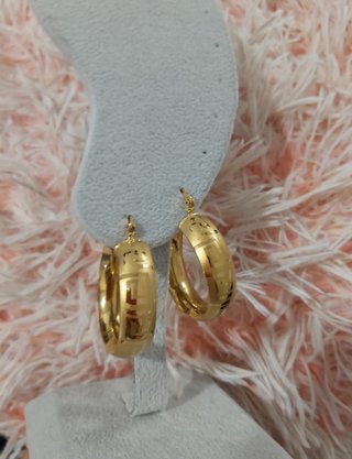 Pendientes de Aro Abombados Greca Chapado en Oro