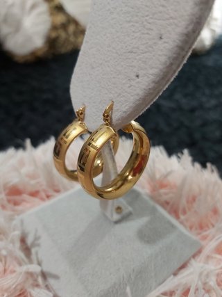 Pendientes de Aro Abombados Greca Chapado en Oro