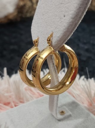 Pendientes de Aro Abombados Greca Chapado en Oro
