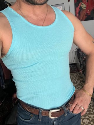 Camiseta sin mangas azul vintage S