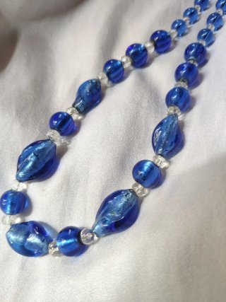 Collana vintage vetro di Murano blu