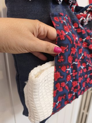 Bolso Tote Artesanal Algodón Flores Rojas