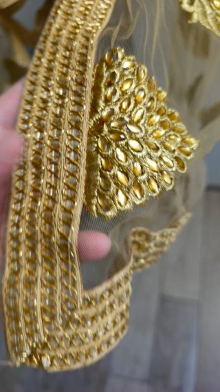 Velo Malla Dorado Bordado Danza Egipcia