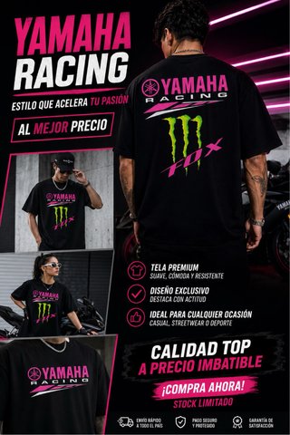 Camiseta Yamaha Racing Negra y Rosa