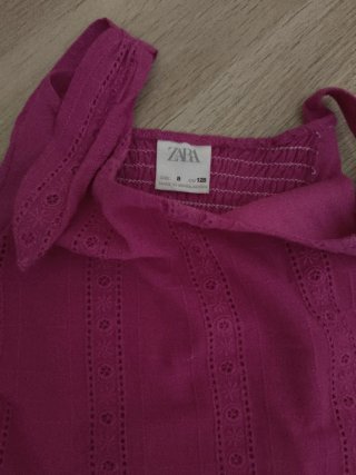 Conjunto niña top fucsia y falda vaquera