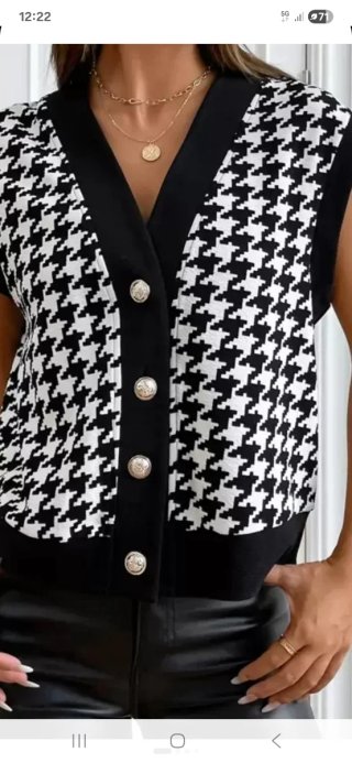 Chaleco Shein Negro/Blanco Talla 44