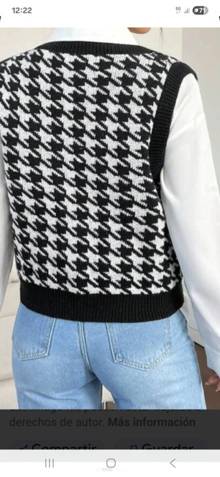 Chaleco Shein Negro/Blanco Talla 44