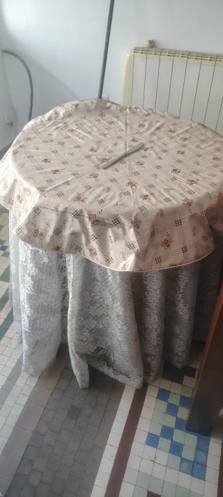 Mesa camilla redonda corcho y madera