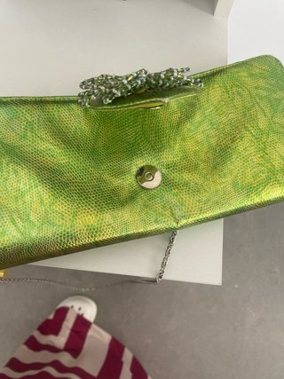 Bolso de fiesta verde y dorado