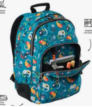 Mochila Escolar Totto Infantil Diseño Camaleones