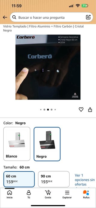 Campana Extractora Corberó 60 cm Negra